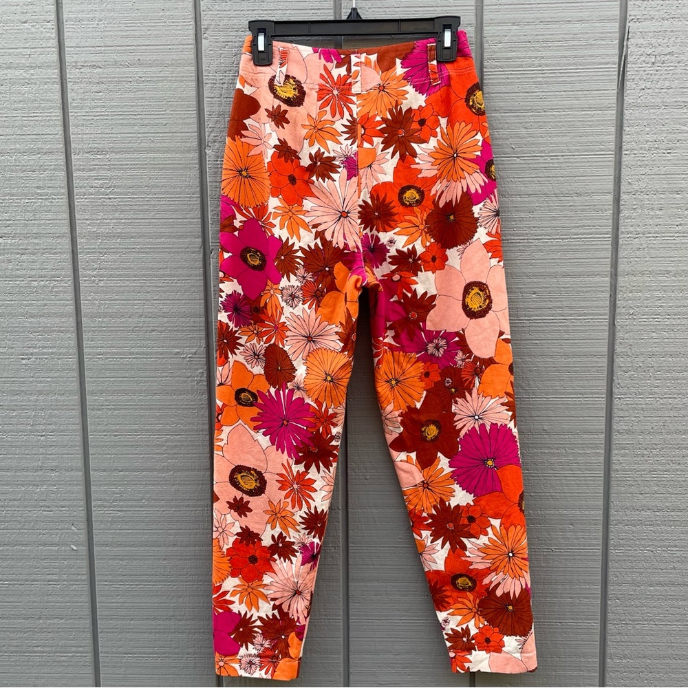 Free People Tessa Tapered Trousers Pants Retro Floral Boho Z257-20 Size 0